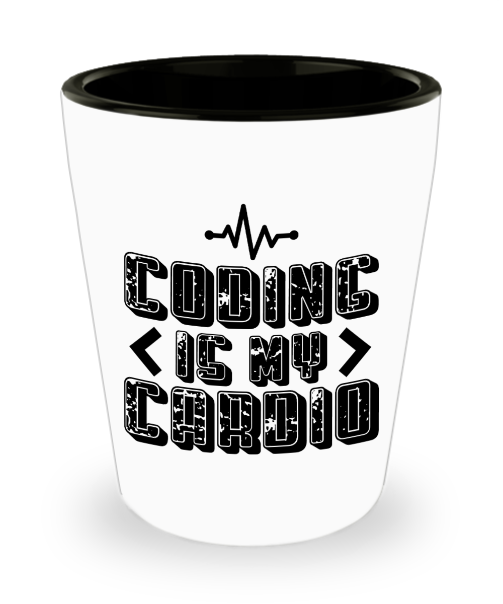 Computer Programming Gifts Coding Is My Cardio Birthday Christmas Gift Idea For Men Women Shot Glass