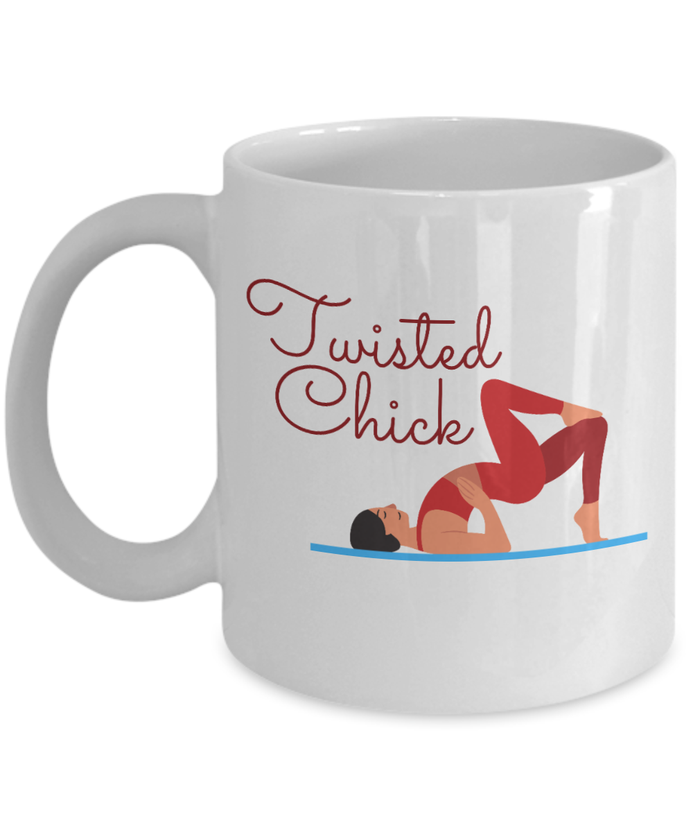 Yoga Gifts Coffee Mug Twisted Chick Birthday Christmas Gift Idea For Women 11 oz or 15 oz