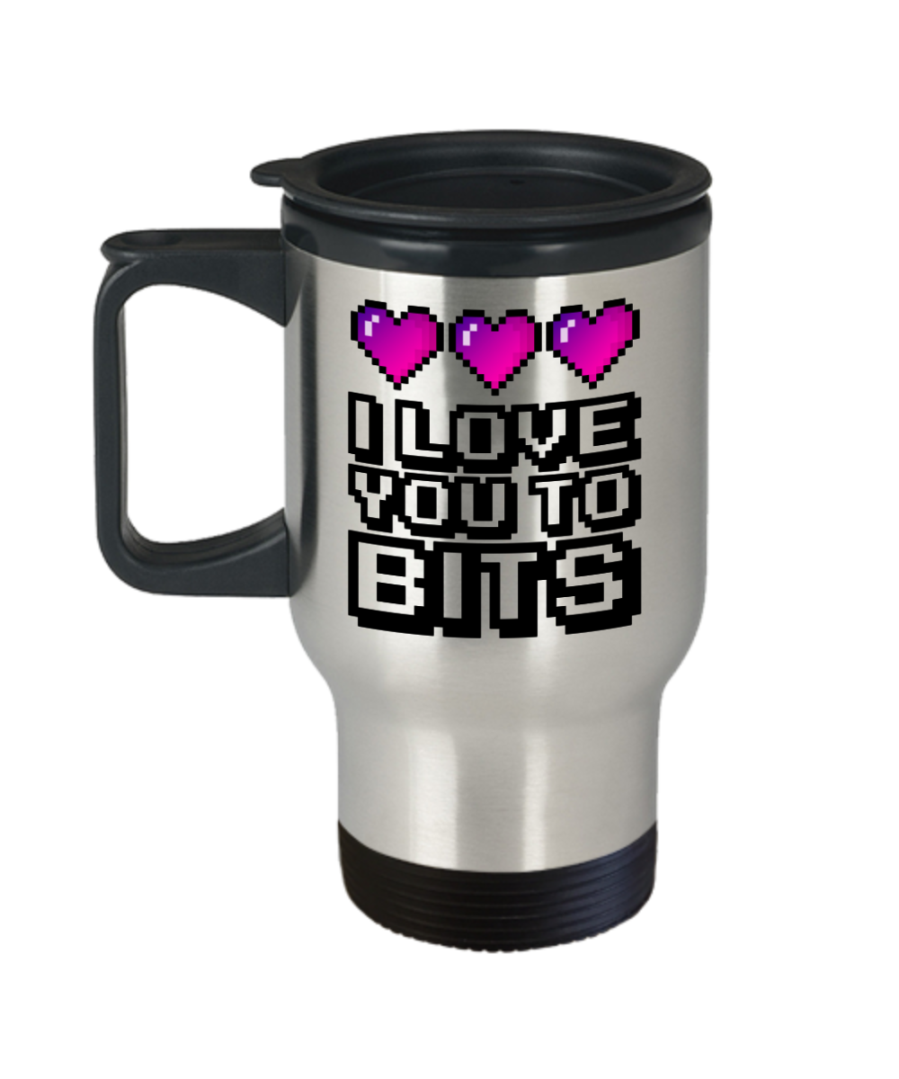 Computer Programming Gifts I Love You To Bits Birthday Christmas Gift Idea For Men Women Travel Mug