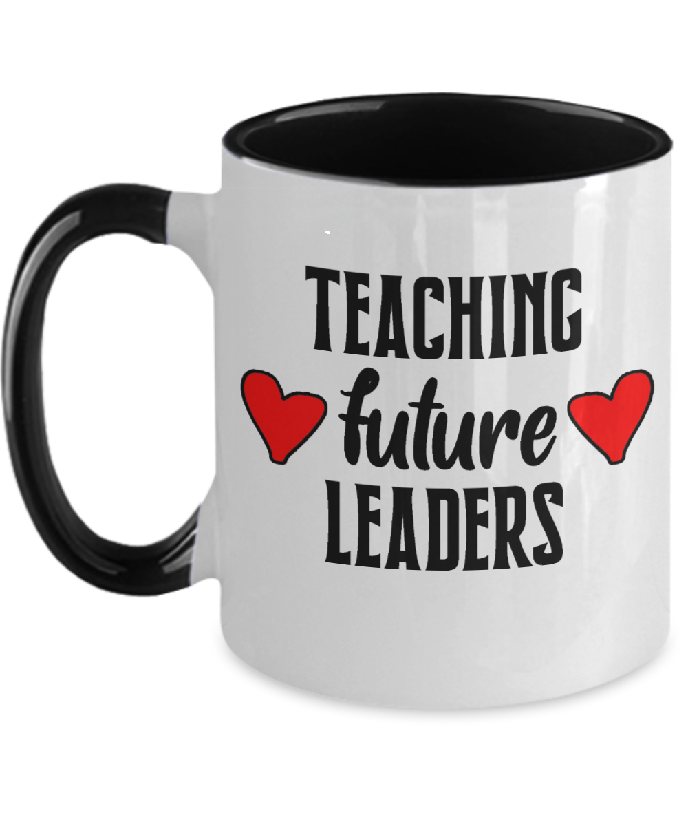 Teacher Gifts Teaching Future Leaders Birthday Christmas Gift Idea Two Tone Coffee Mug 11oz