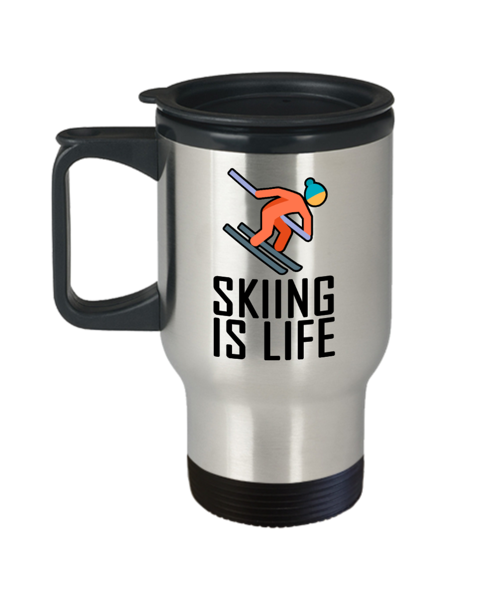 Skiing Gifts Skiing Is Life Birthday Christmas Gift Idea For Men Women Travel Mug