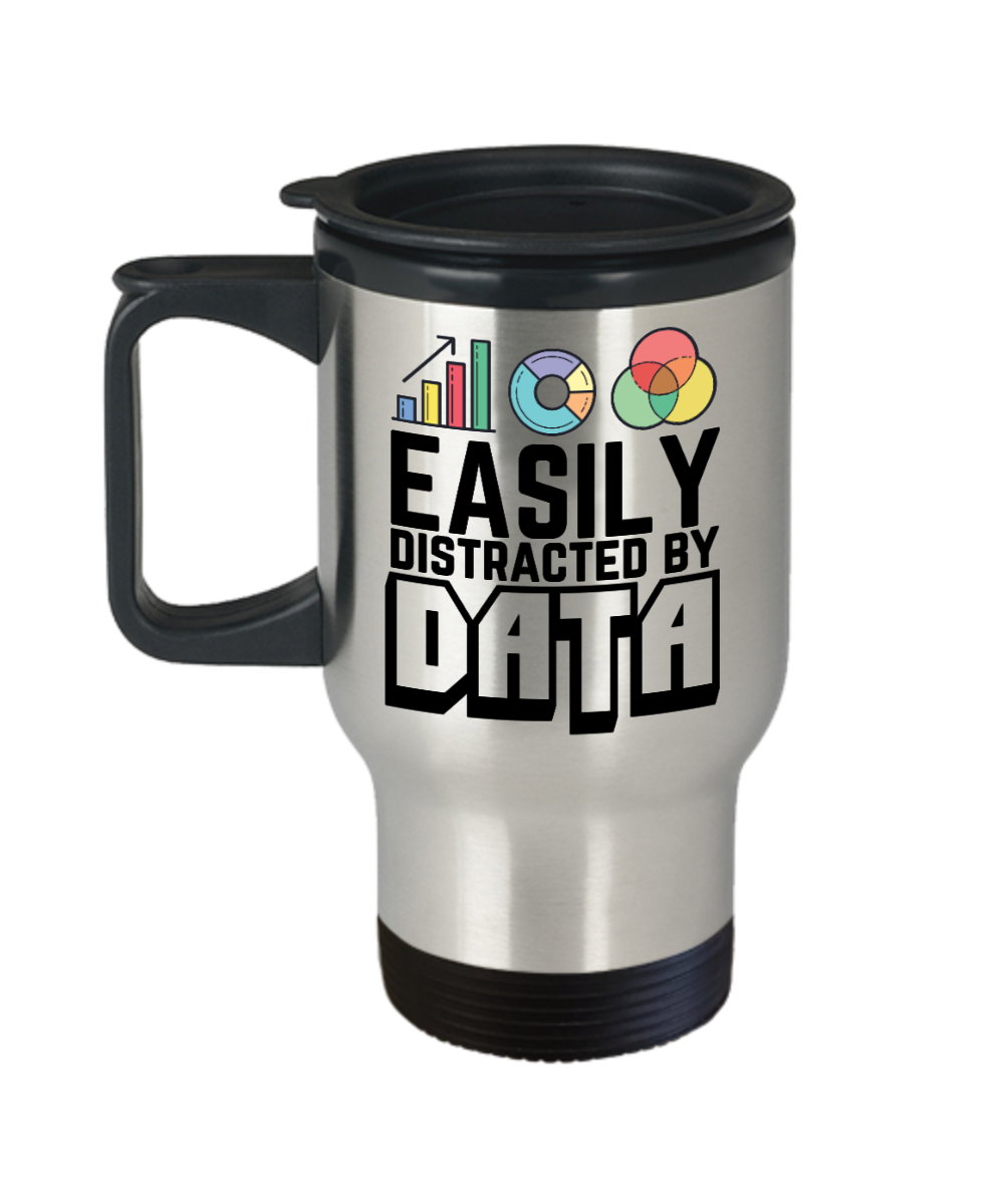 Computer Programming Gifts Easily Distracted By Data Birthday Christmas Gift Idea For Men Women Travel Mug