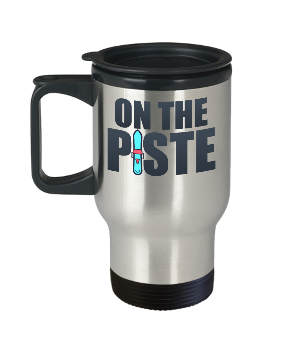 Skiing Gifts On The Piste Birthday Christmas Gift Idea For Men Women Travel Mug