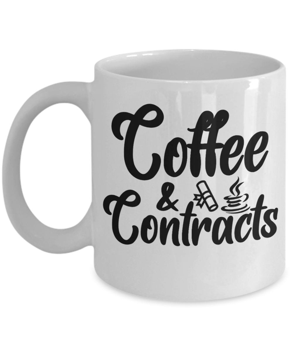 Realtor Gifts Coffee Mug Coffee And Contracts Birthday Christmas Gift Idea For Men Women 11 oz or 15 oz