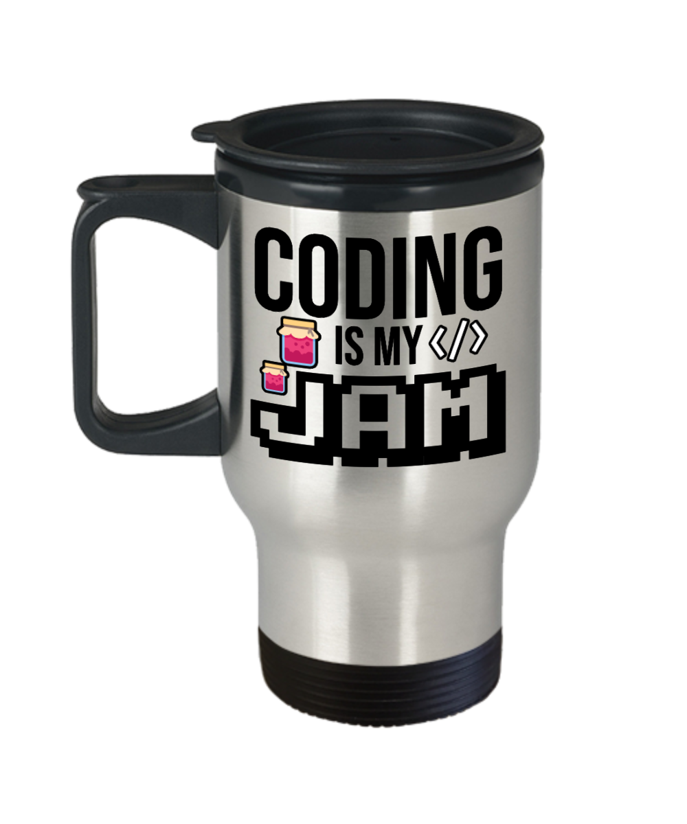 Computer Programming Gifts Coding Is My Jam Birthday Christmas Gift Idea For Men Women Travel Mug