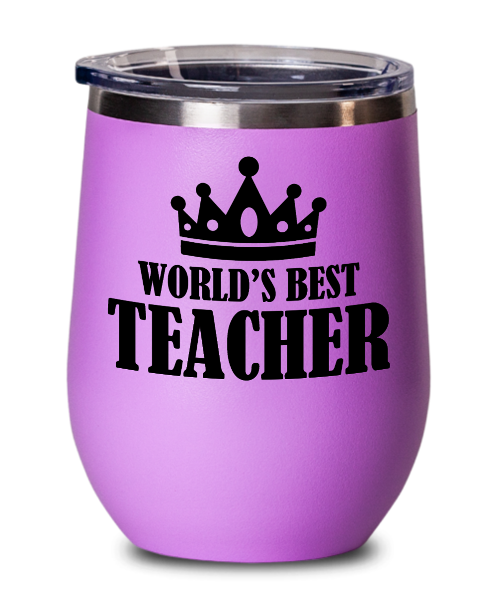 Teacher Gifts Worlds Best Teacher Birthday Christmas Gift Idea For Men Women Wine Glass