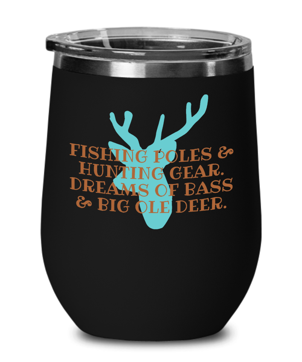 Hunting Gifts Fishing Poles And Hunting Gears Birthday Christmas Gift Idea For Men Women Wine Glass