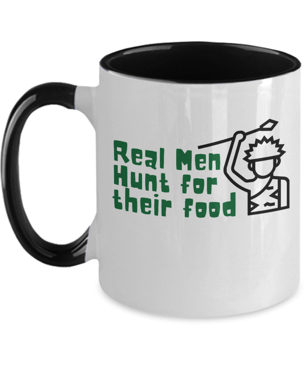 Hunting Gifts Real Men Hunt For Their Food Birthday Christmas Gift Idea Two Tone Red Coffee Mug 11oz