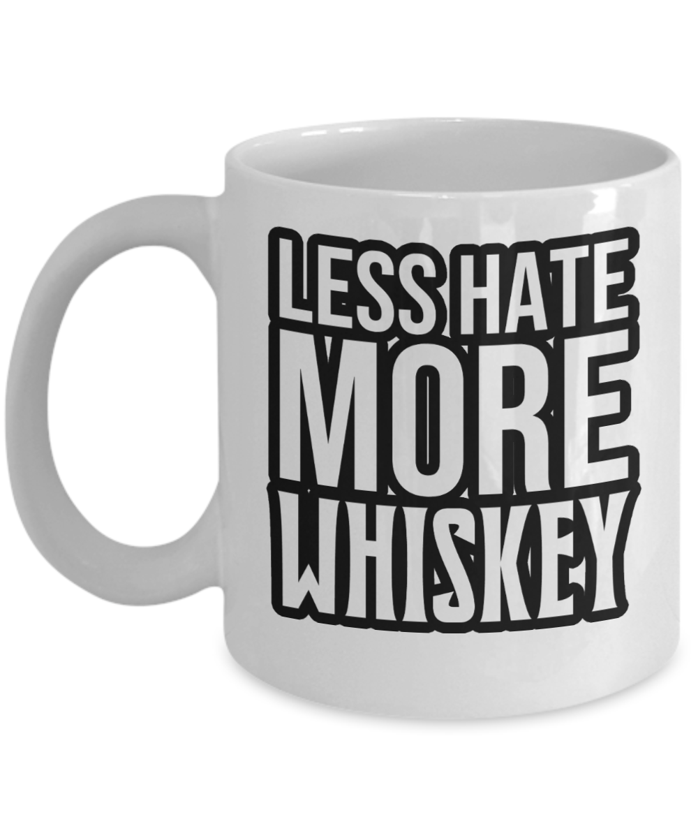 Bartender Gifts Coffee Mug Less Hate More Whiskey Birthday Christmas Gift Idea For Men Women 11 oz or 15 oz