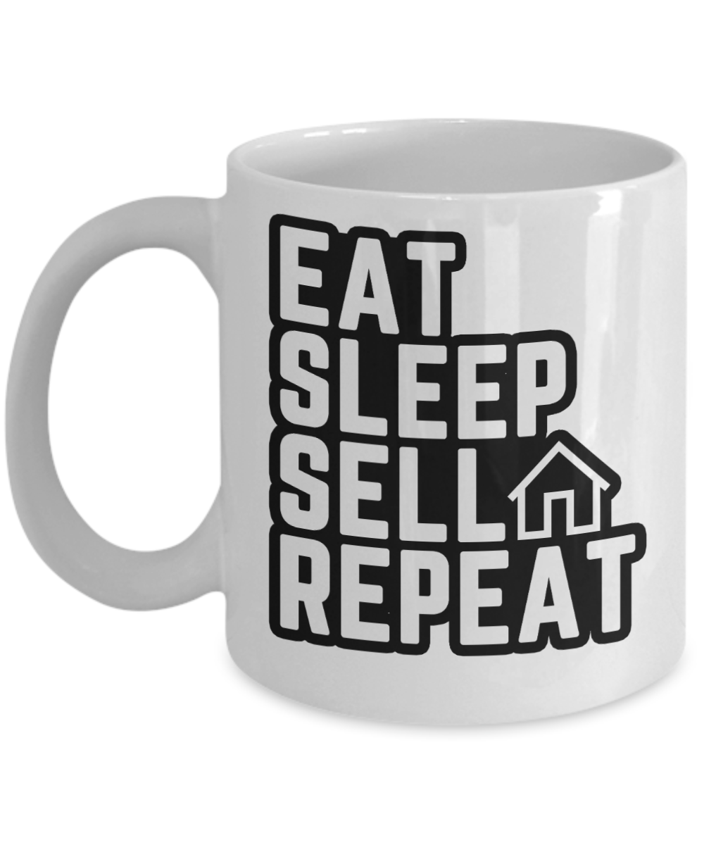 Realtor Gifts Coffee Mug Eat Sleep Sell Repeat Birthday Christmas Gift Idea For Men Women 11 oz or 15 oz