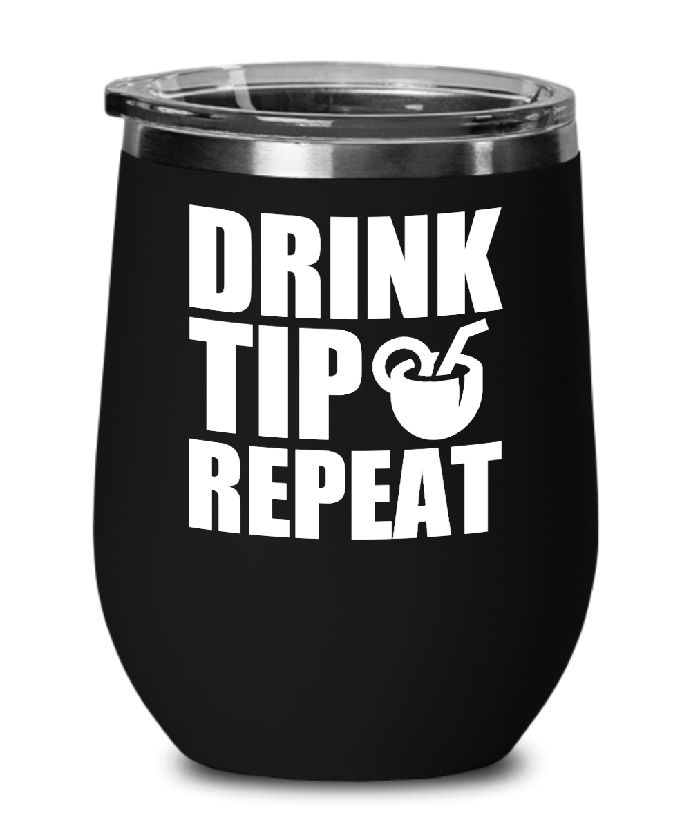 Bartender Gifts Drink Tip Repeat Birthday Christmas Gift Idea For Men Women Wine Glass