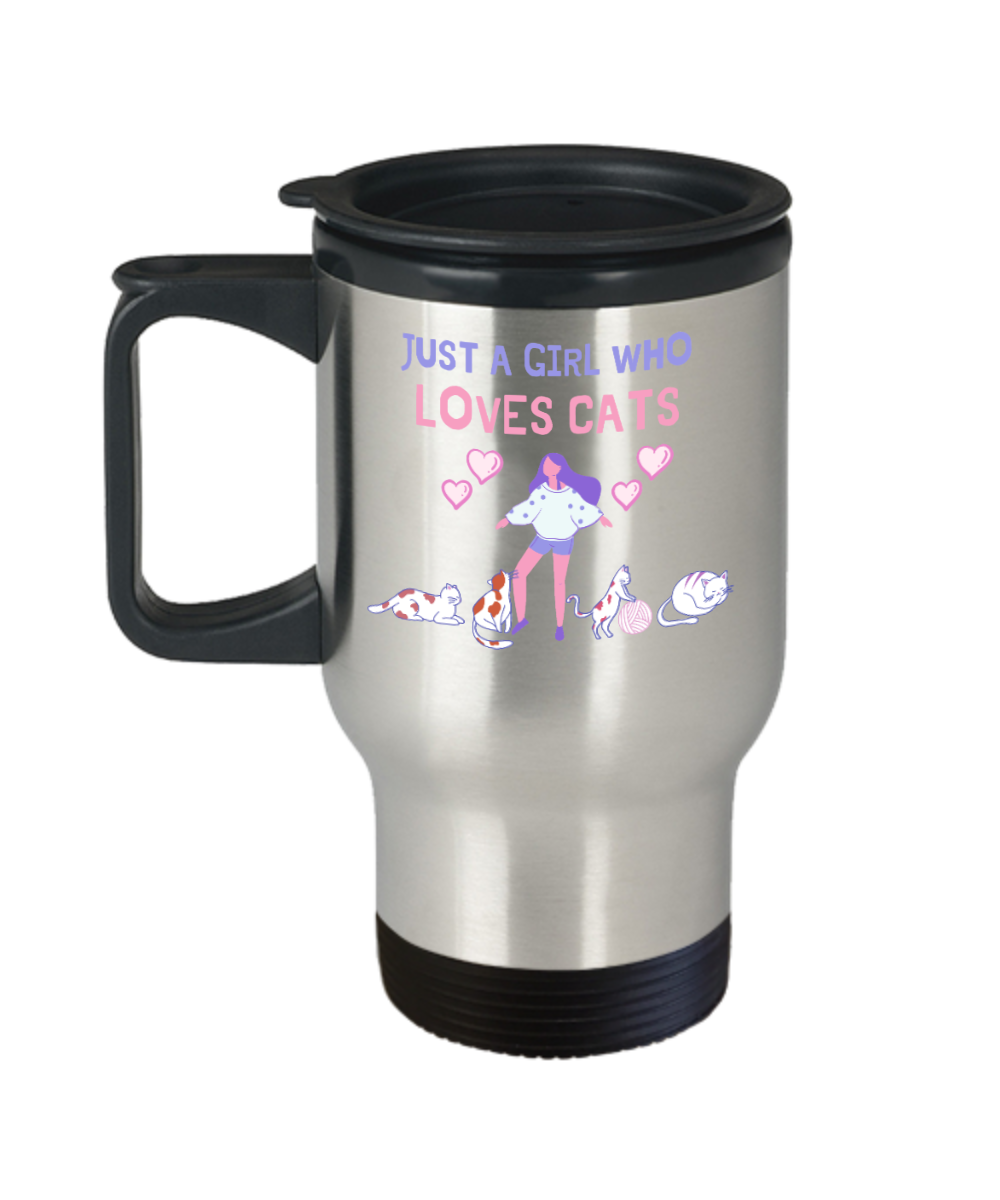 Cat Lovers Gifts Girl Who Loves Cats Birthday Christmas Gift Idea For Women Travel Mug