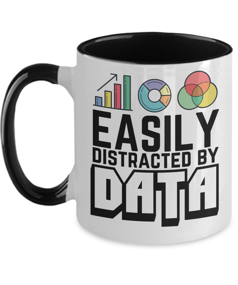 Computer Programming Gifts Easily Distracted By Data Birthday Christmas Gift Idea For Men Women Two Tone Coffee Mug 11oz