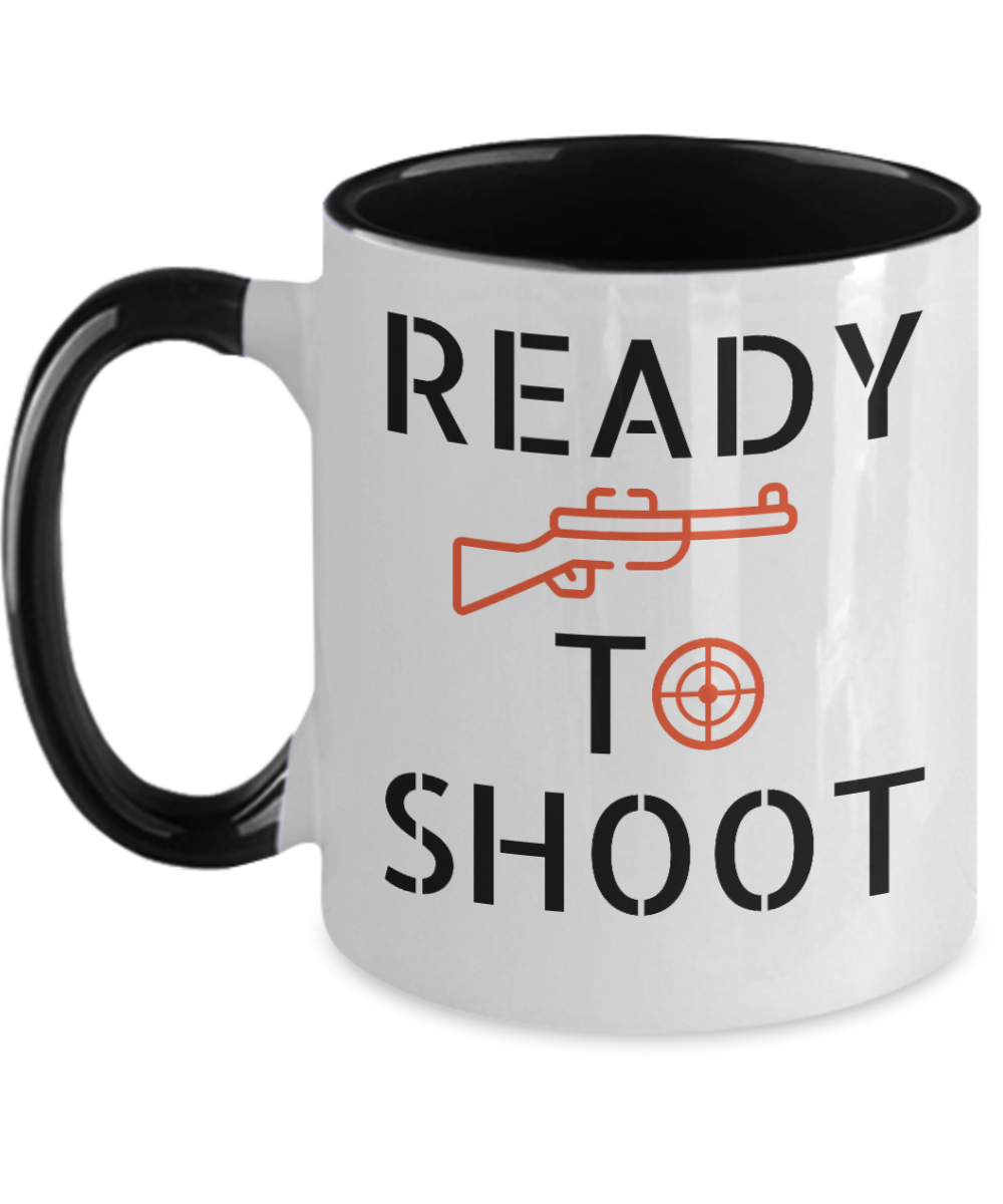 Hunting Gifts Ready To Shoot Birthday Christmas Gift Idea Two Tone Red Coffee Mug 11oz