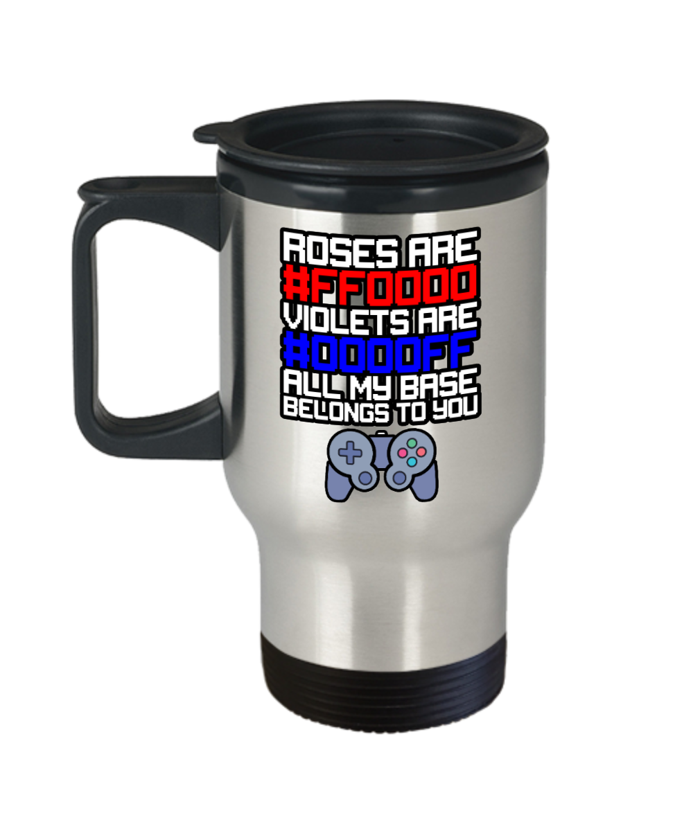 Computer Programming Gifts Roses Are #ff0000 Violets Are #0000ff Birthday Christmas Gift Idea For Men Women Travel Mug