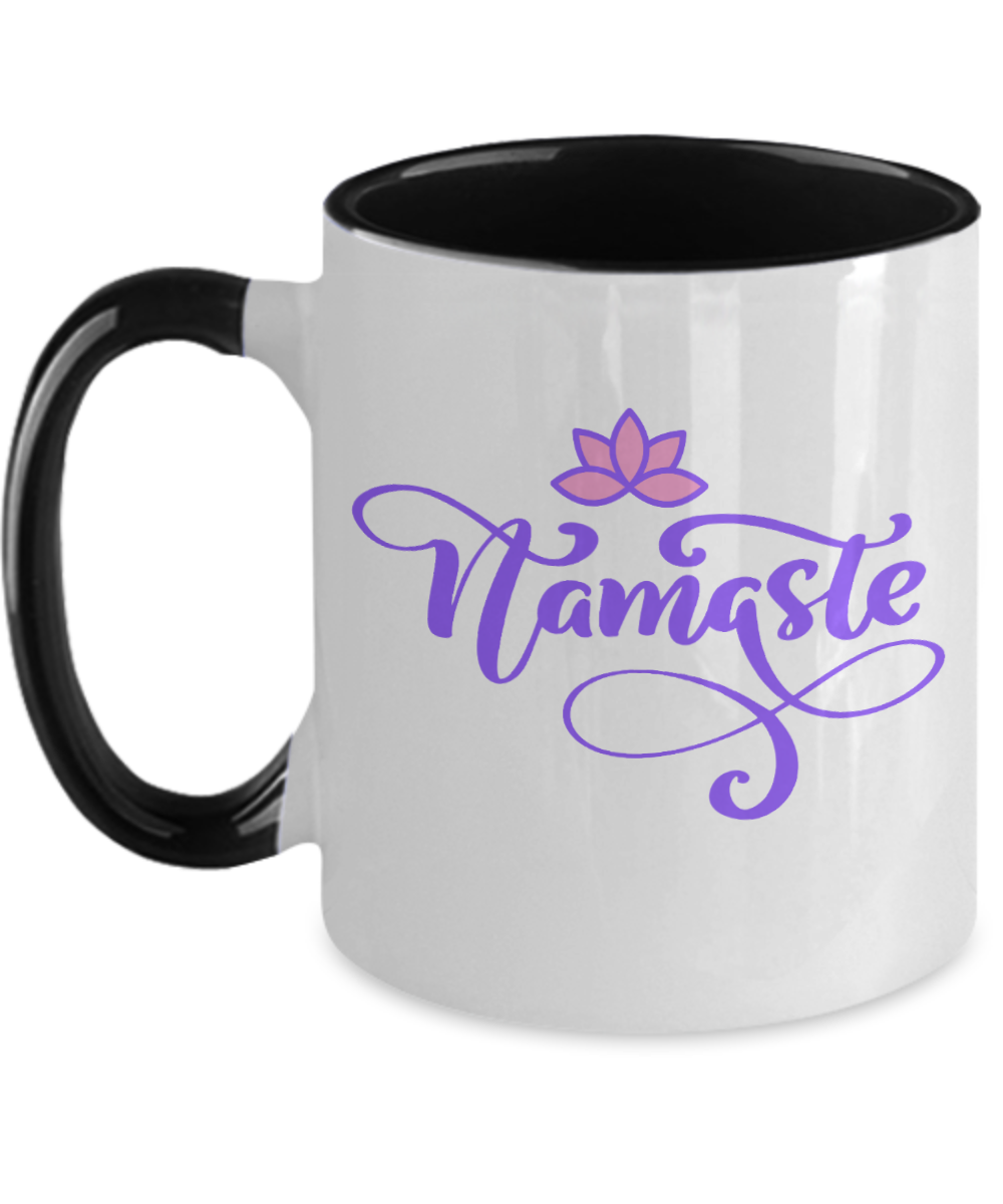 Yoga Gifts Namaste Birthday Christmas Gift Idea Two Tone Coffee Mug 11oz