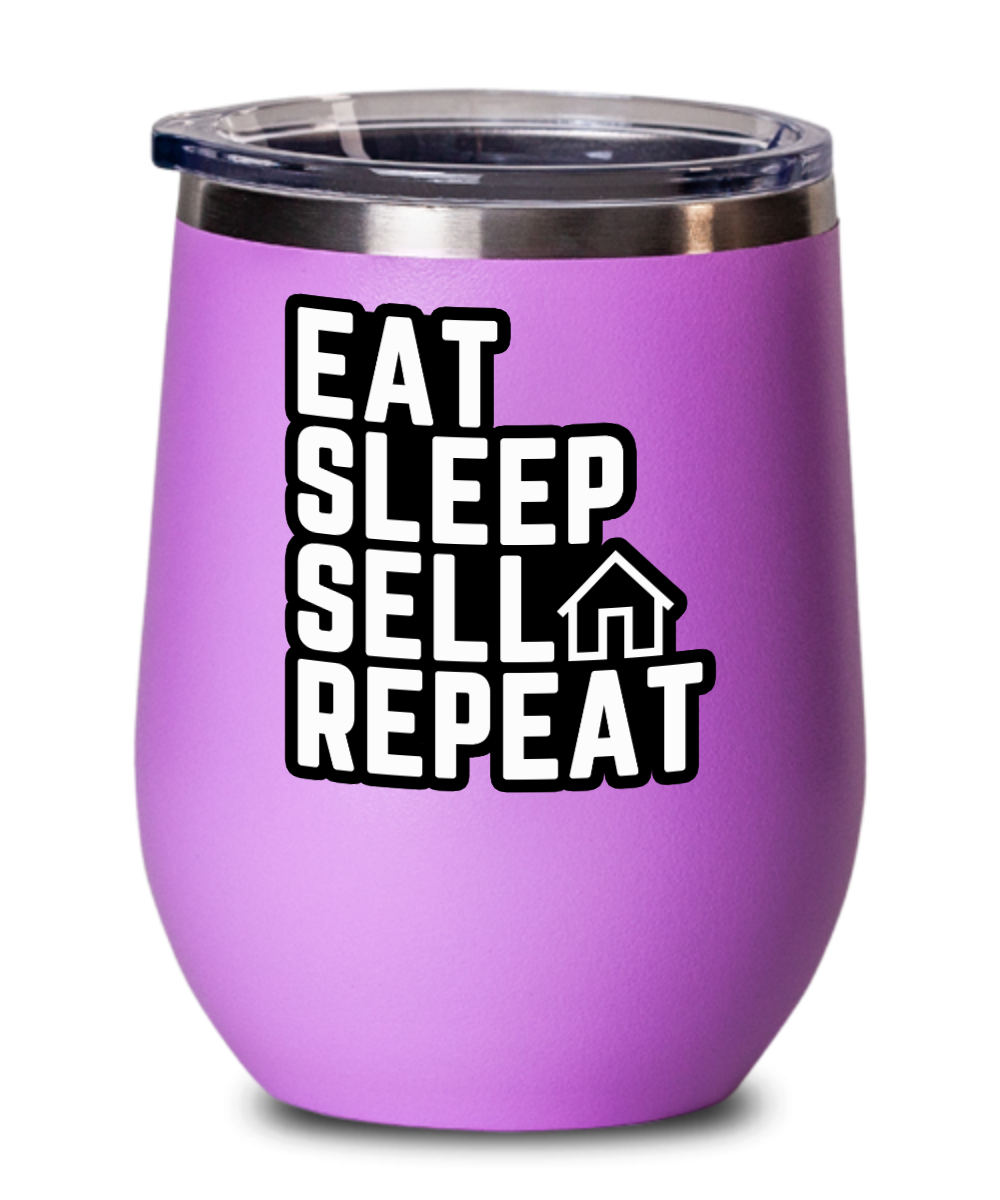 Realtor Gifts Eat Sleep Sell Repeat Birthday Christmas Gift Idea For Men Women Wine Glass