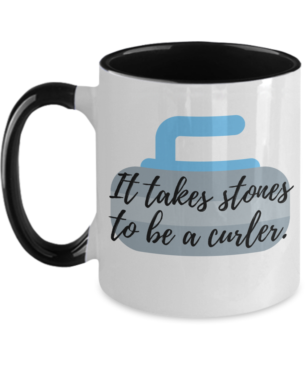 Curling Sport Gifts It Takes Stones Birthday Christmas Gift Idea Two Tone Coffee Mug 11oz