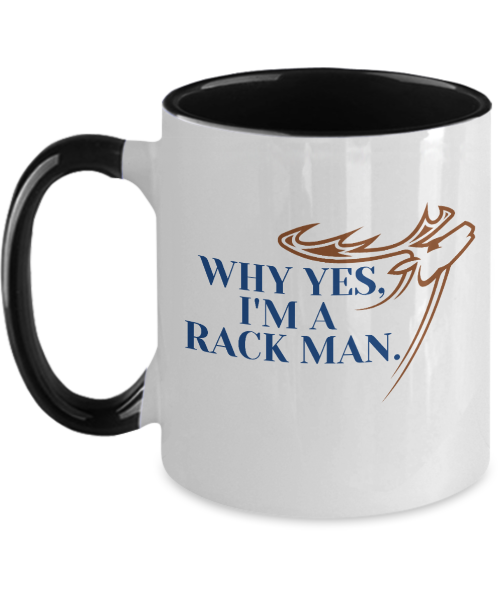 Hunting Gifts Why Yes Im A Rack Man Birthday Christmas Gift Idea Two Tone Red Coffee Mug 11oz