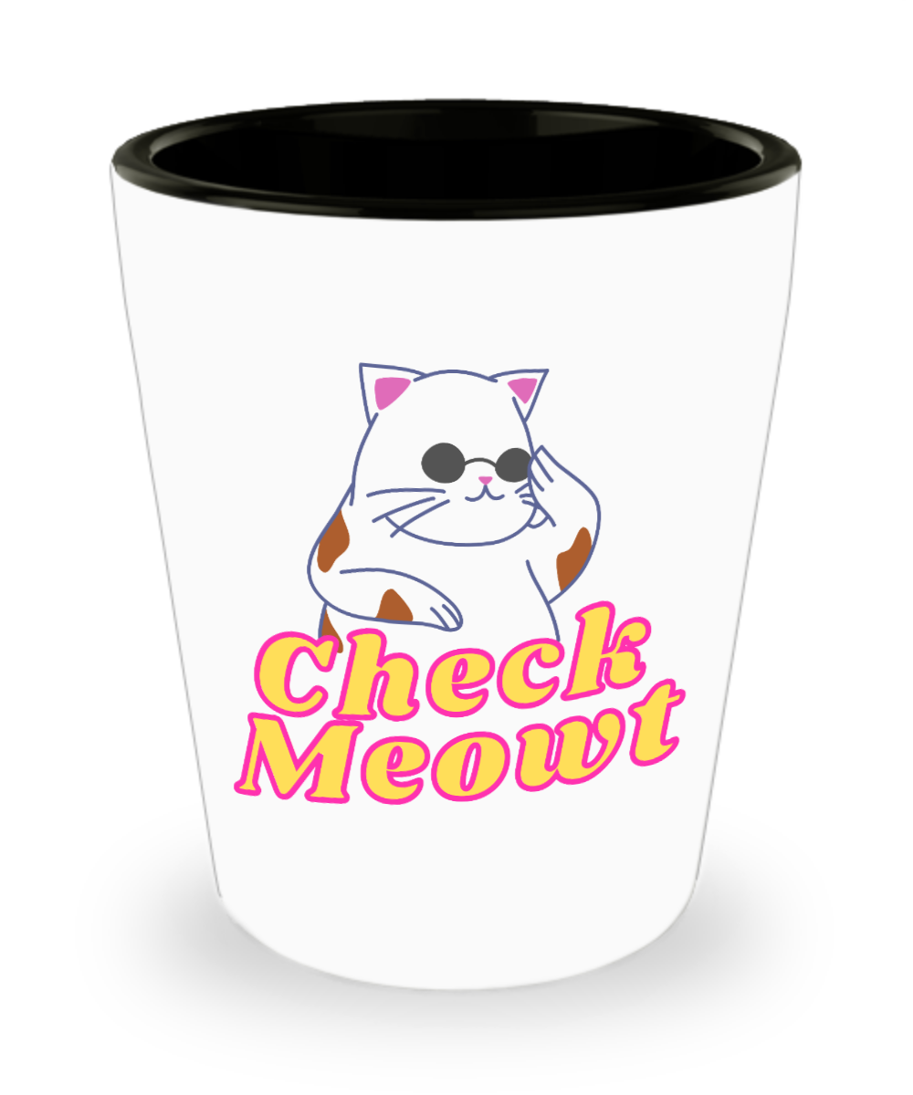 Cat Lovers Gifts Check Meowt Birthday Christmas Gift Idea For Men Women Shot Glass