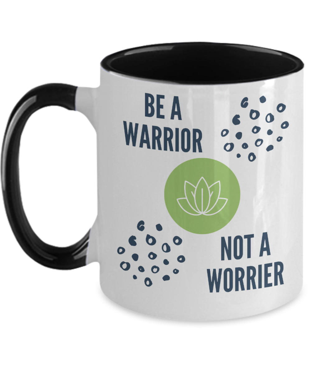 Yoga Gifts Be A Warrior Birthday Christmas Gift Idea Two Tone Coffee Mug 11oz