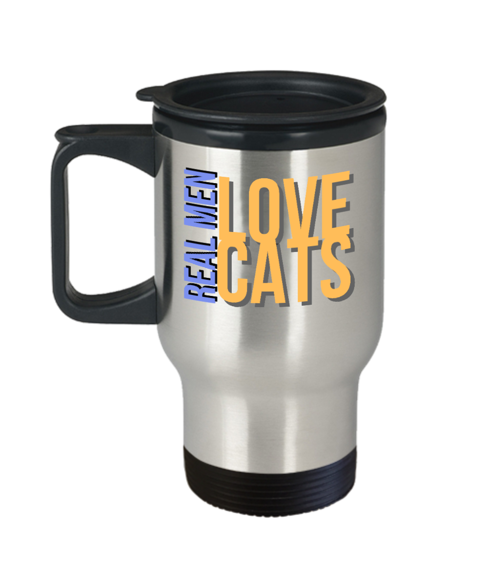 Cat Lovers Gifts Real Men Love Cats Birthday Christmas Gift Idea For Men Travel Mug