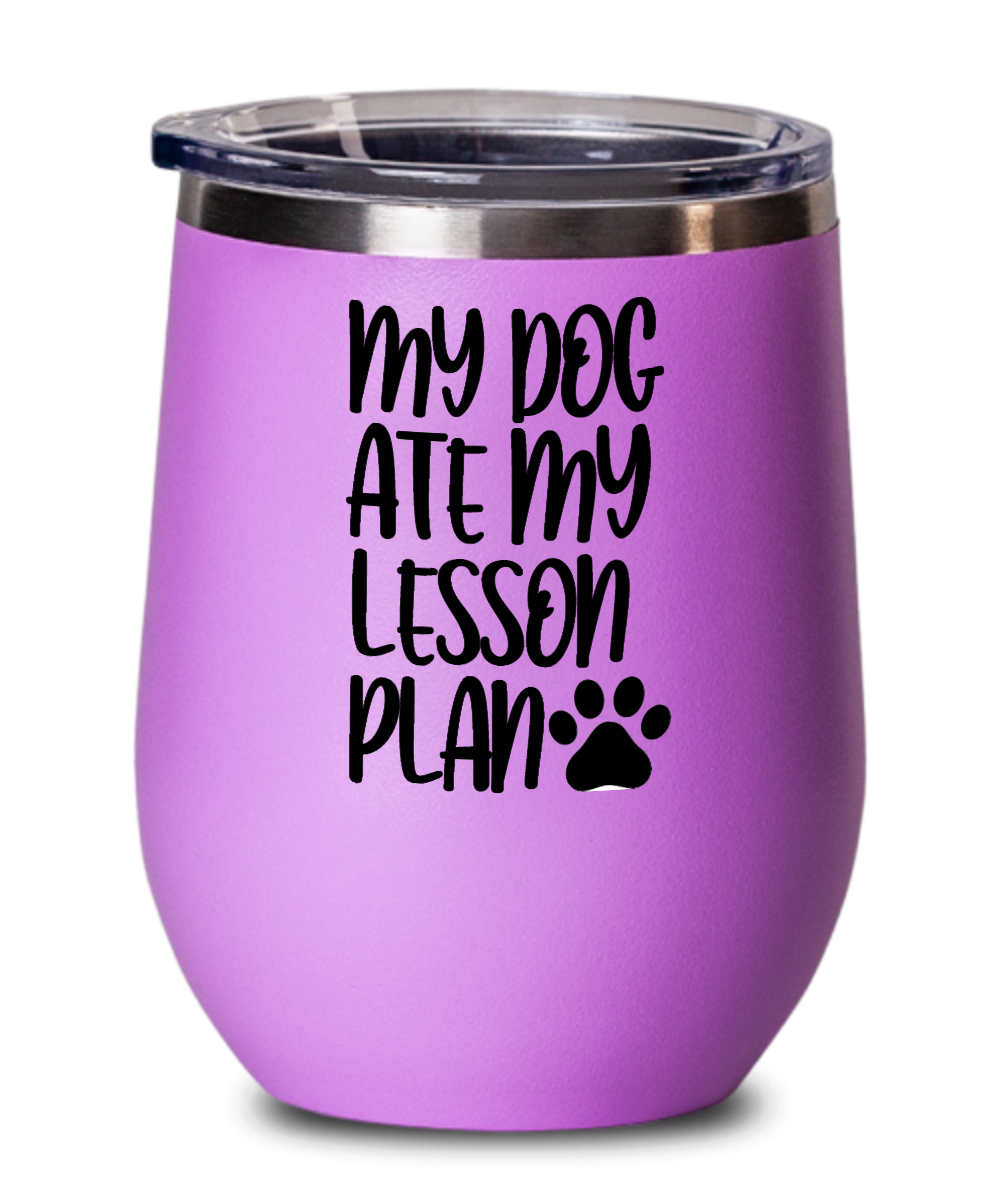 Teacher Gifts My Dog Ate Birthday Christmas Gift Idea For Men Women Wine Glass