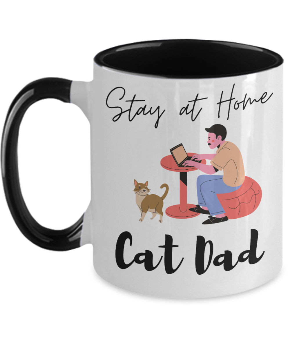 Cat Lovers Gifts Stay At Home Cat Dad Birthday Christmas Gift Idea Two Tone Coffee Mug 11oz