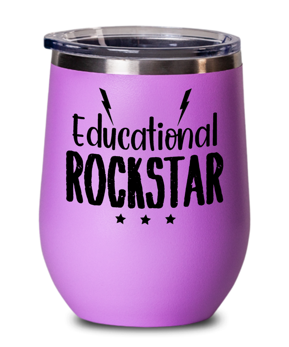 Teacher Gifts Educational Rockstar Birthday Christmas Gift Idea For Men Women Wine Glass