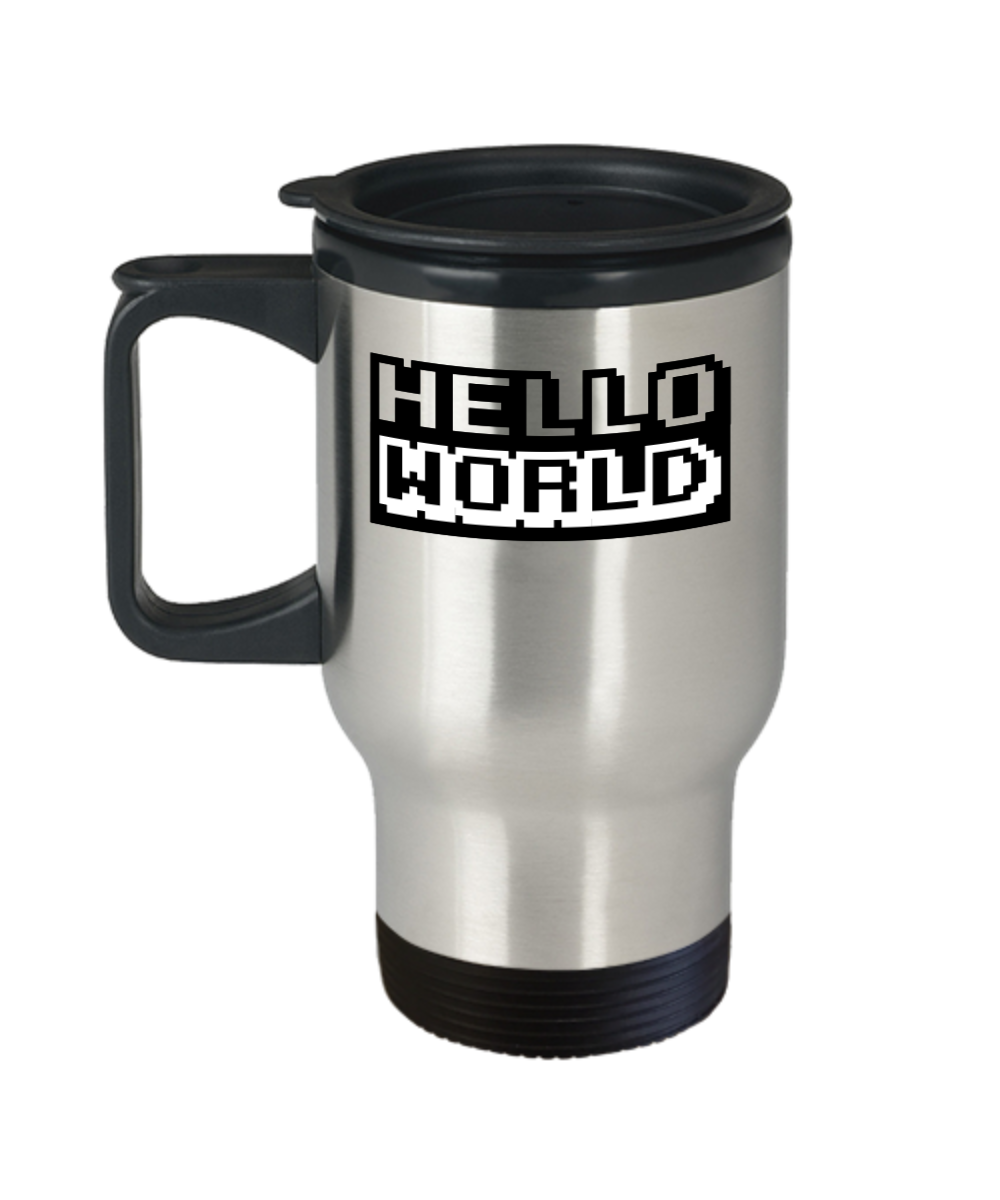 Computer Programming Gifts Hello World Birthday Christmas Gift Idea For Men Women Travel Mug