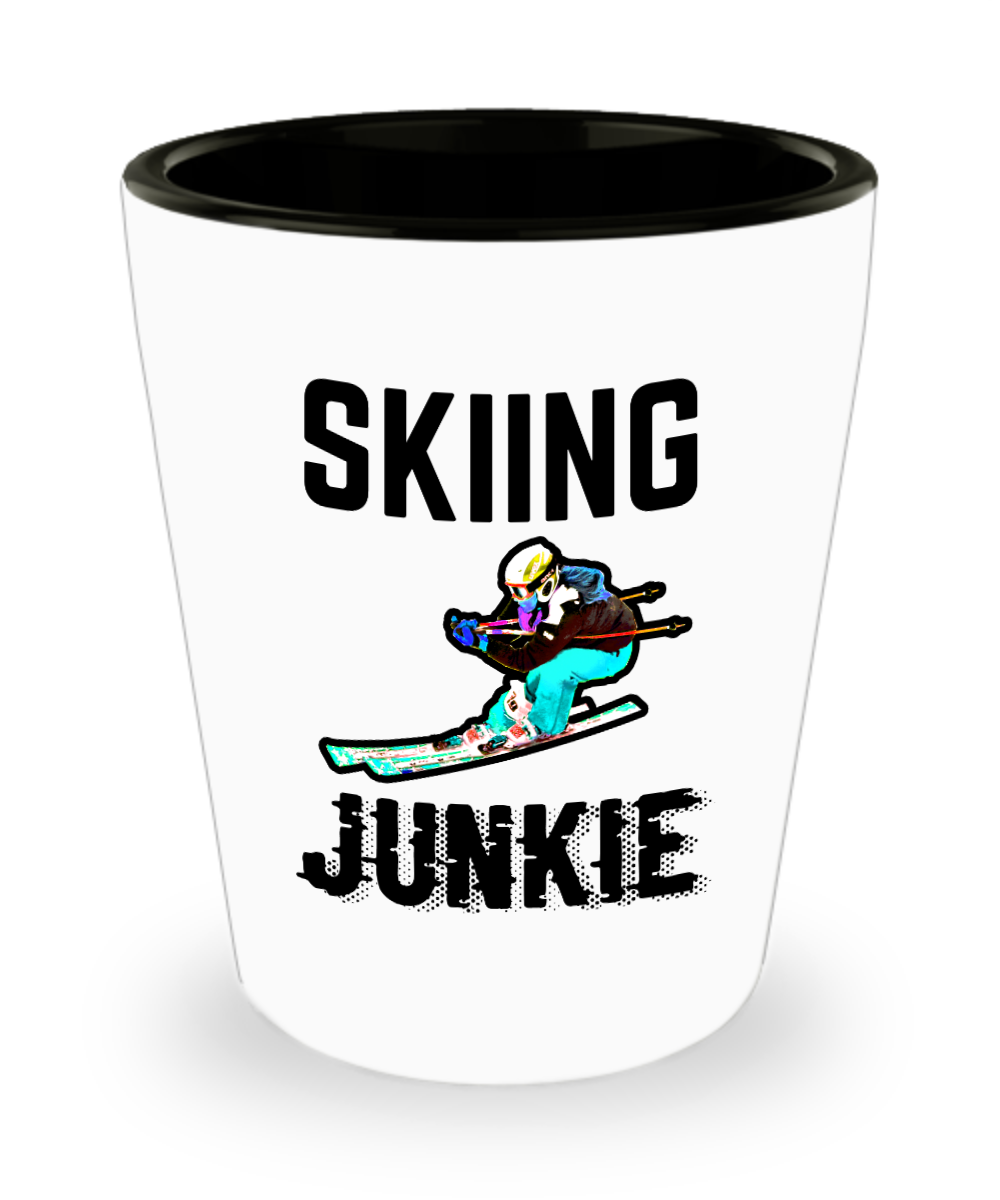 Skiing Gifts Skiing Junkie Birthday Christmas Gift Idea For Men Women Shot Glass