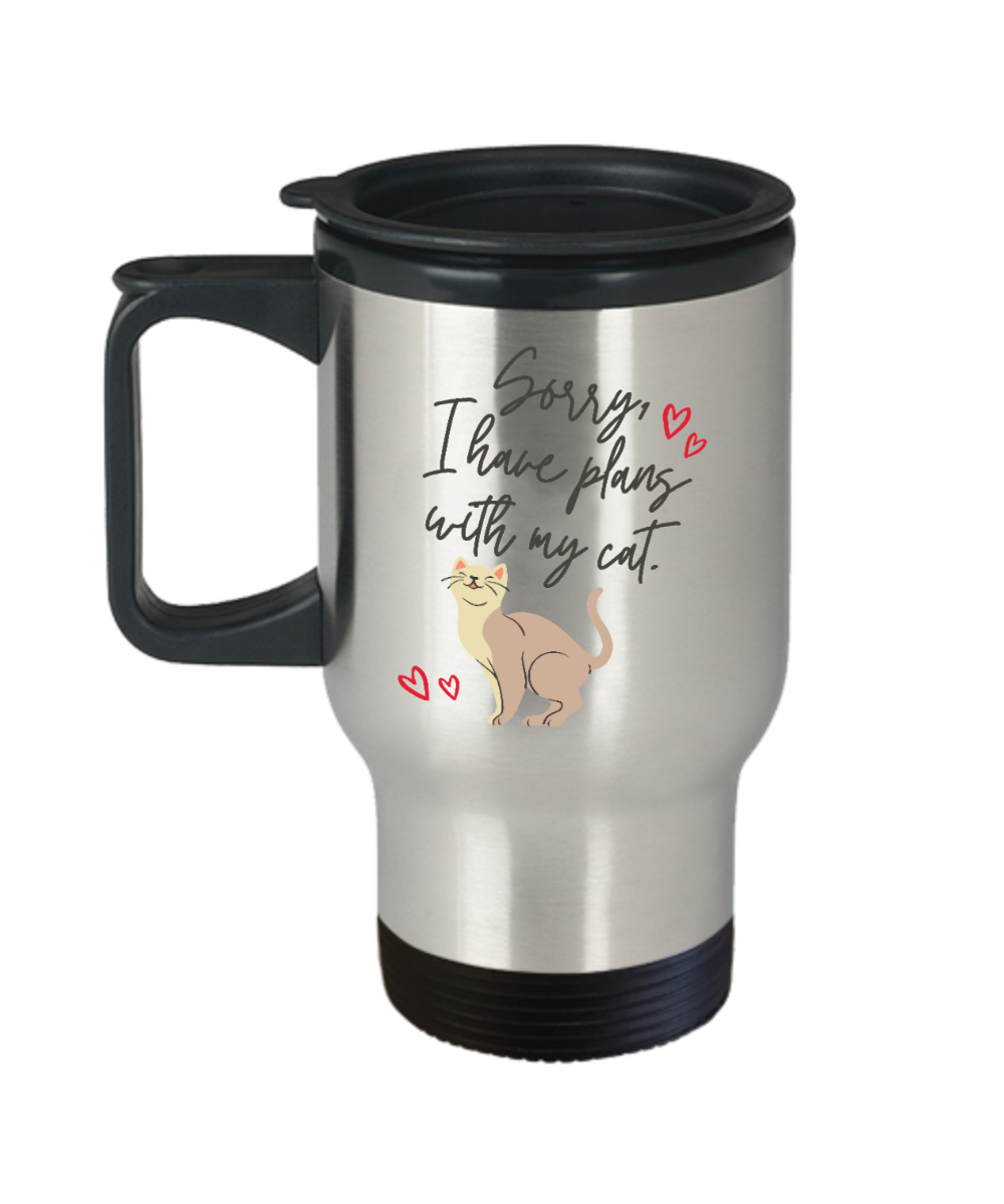 Cat Lovers Gifts I Have Plans With My Cat Birthday Christmas Gift Idea For Men Women Travel Mug