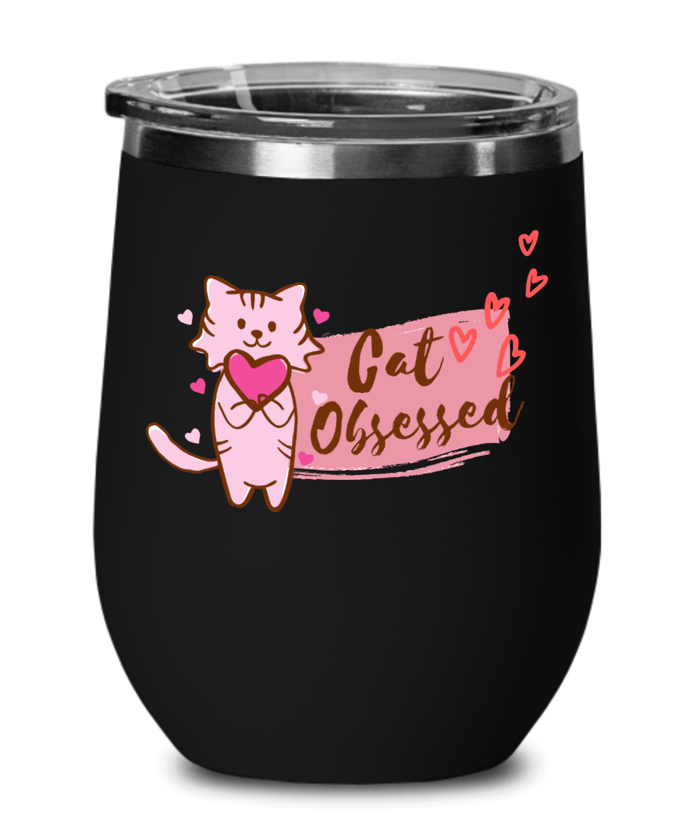 Cat Lovers Gifts Get Obsessed Birthday Christmas Gift Idea For Men Women Wine Glass