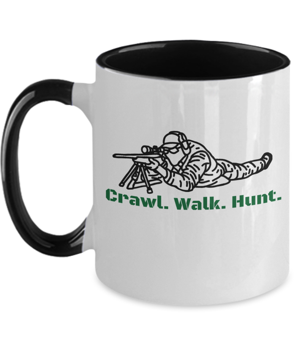 Hunting Gifts Crawl Walk Hunt Birthday Christmas Gift Idea Two Tone Red Coffee Mug 11oz