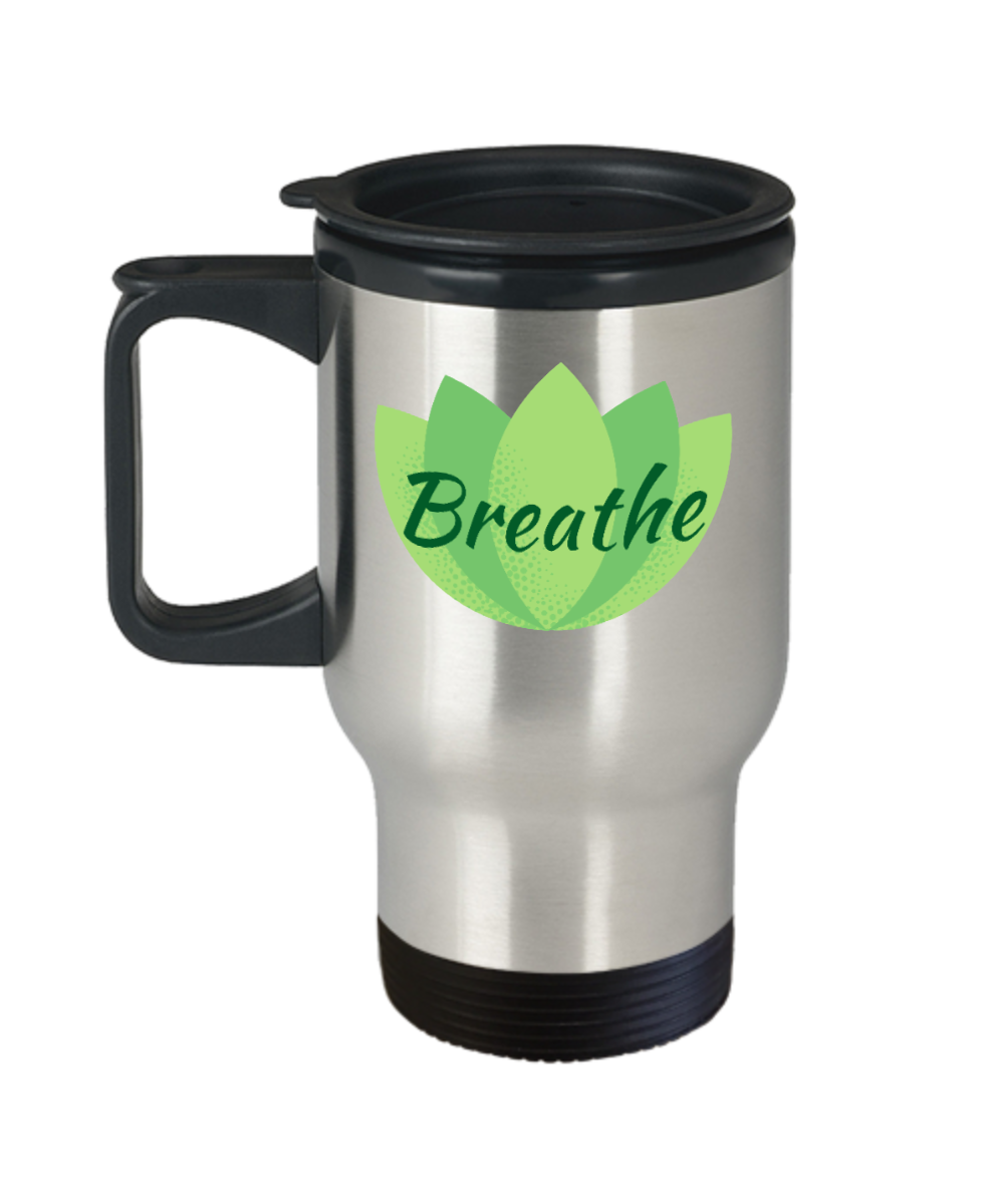 Yoga Gifts Breathe Birthday Christmas Gift Idea For Men Women Travel Mug