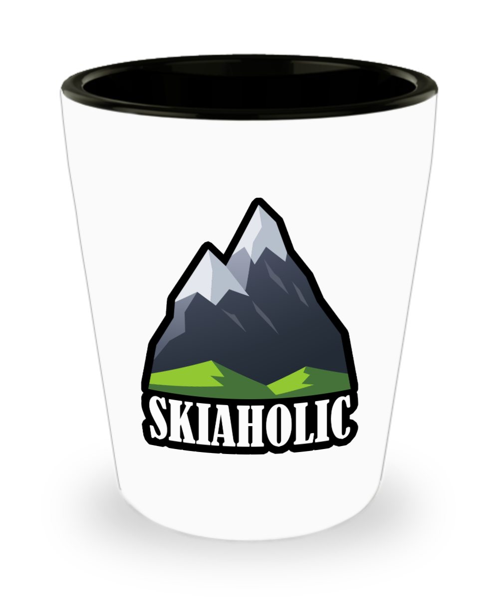 Skiing Gifts Skiaholic Birthday Christmas Gift Idea For Men Women Shot Glass