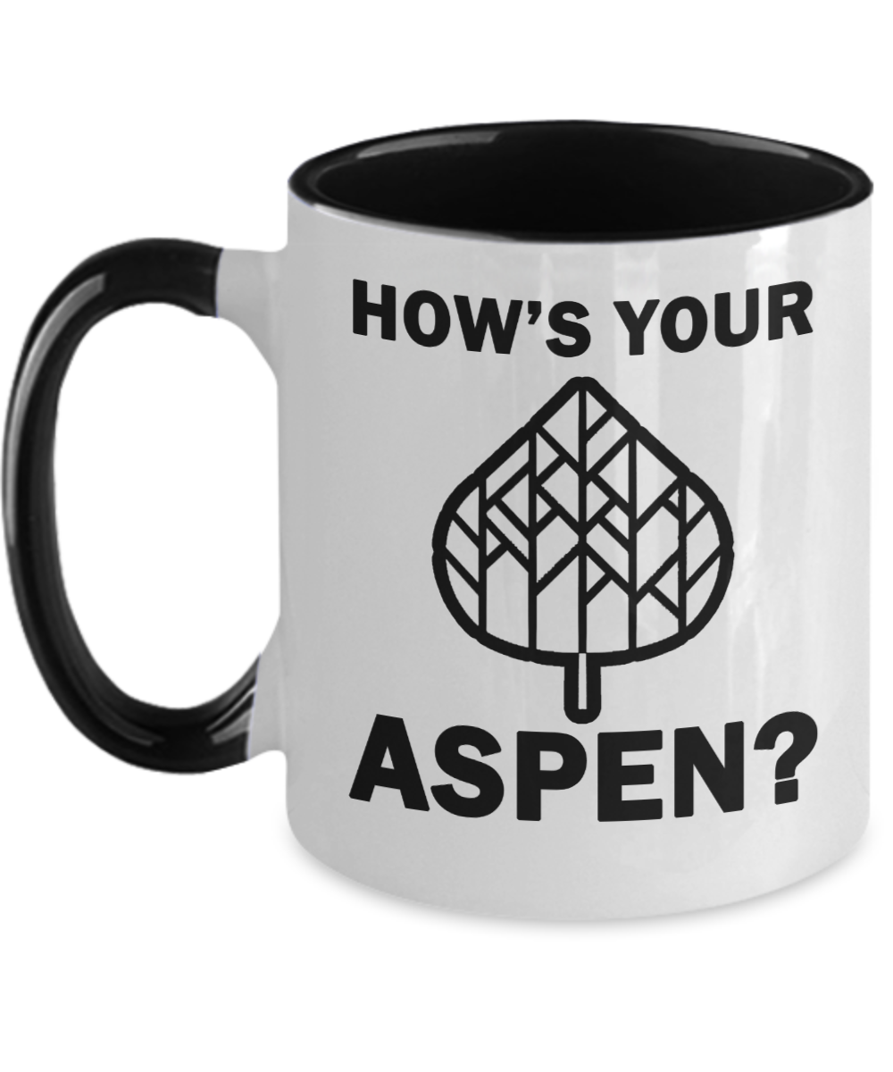 Skiing Gifts Hows Your Aspen Birthday Christmas Gift Idea For Men Women Two Tone Coffee Mug 11oz