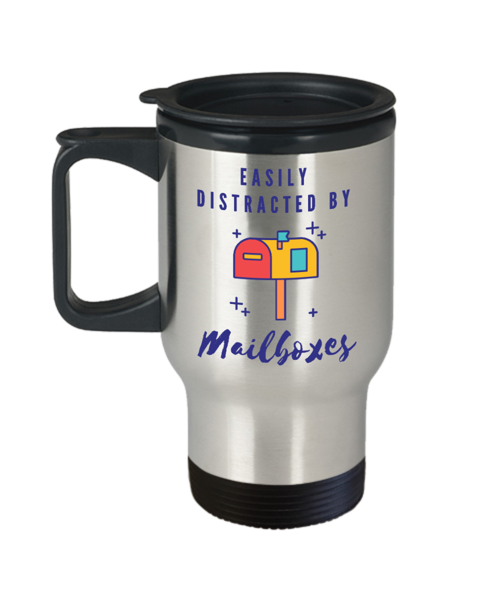 Postal Worker Gifts Distracted By Mailboxes Birthday Christmas Gift Idea For Men Women Travel Mug