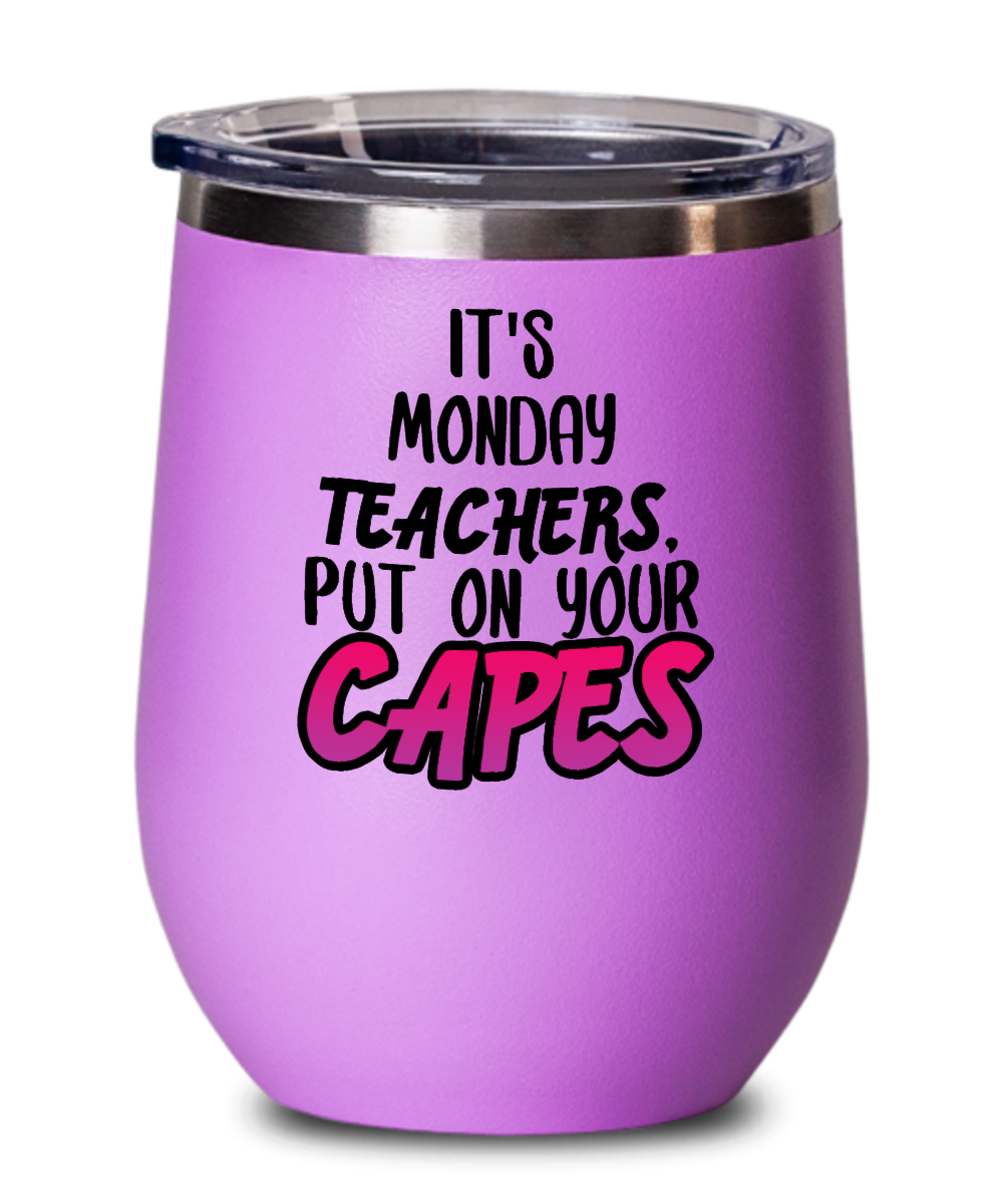 Teacher Gifts Its Monday Teachers Birthday Christmas Gift Idea For Men Women Wine Glass