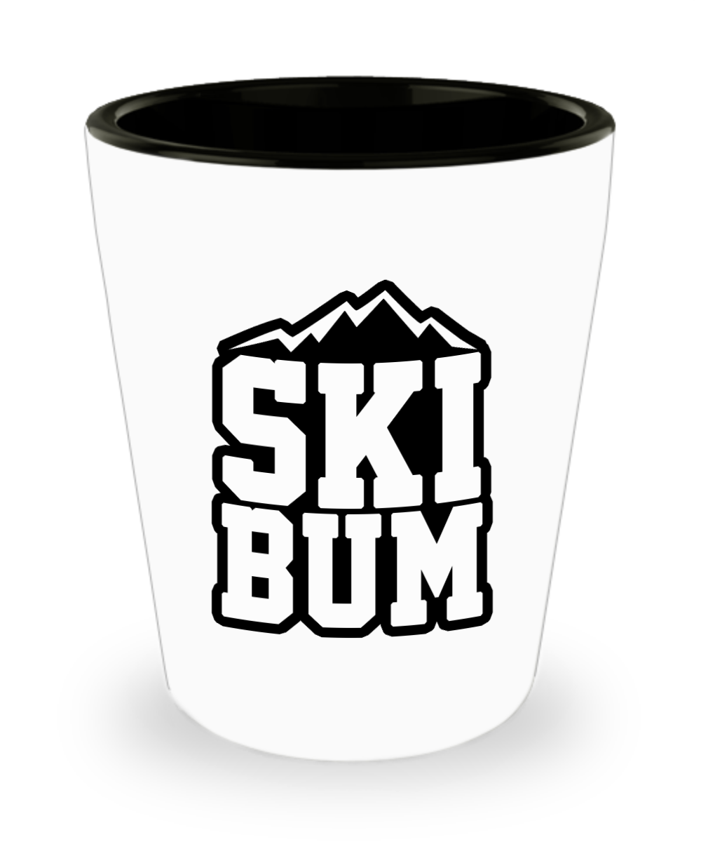 Skiing Gifts Ski Bum Birthday Christmas Gift Idea For Men Women Shot Glass