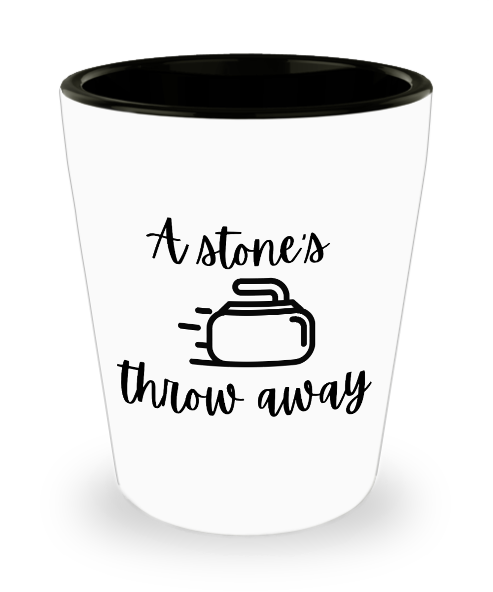 Curling Sport Gifts A Stones Throw Away Birthday Christmas Gift Idea Shot Glass