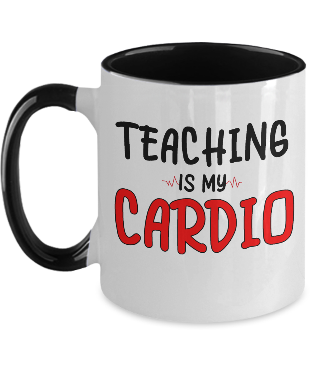 Teacher Gifts Teaching Is My Cardio Birthday Christmas Gift Idea Two Tone Coffee Mug 11oz