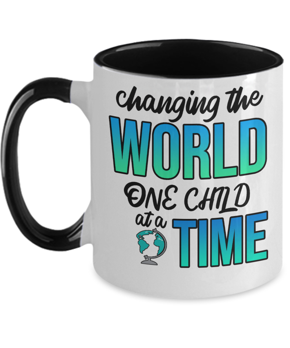 Teacher Gifts Changing The World Birthday Christmas Gift Idea Two Tone Coffee Mug 11oz