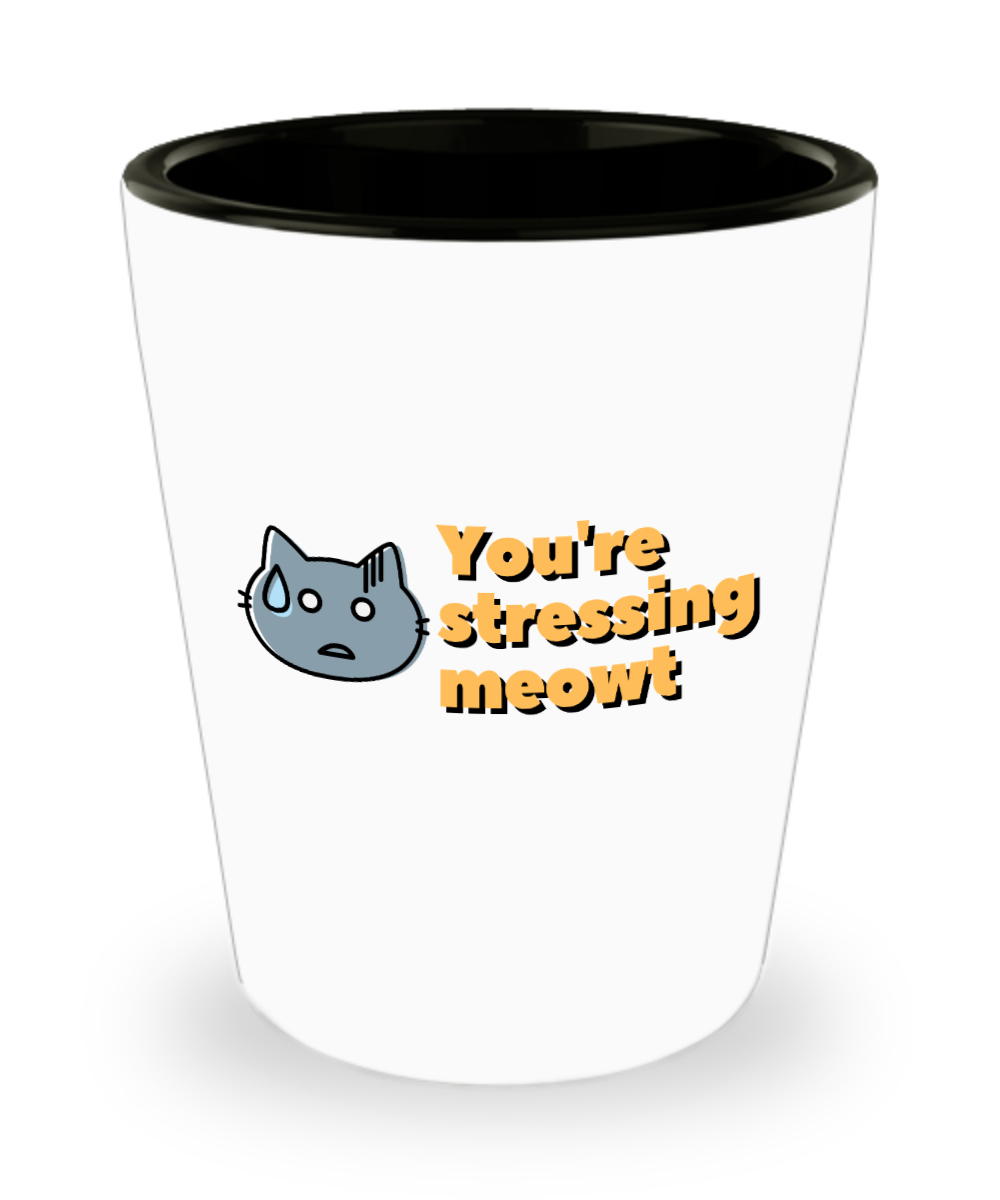 Cat Lovers Gifts Youre Stressing Meowt Birthday Christmas Gift Idea For Men Women Shot Glass