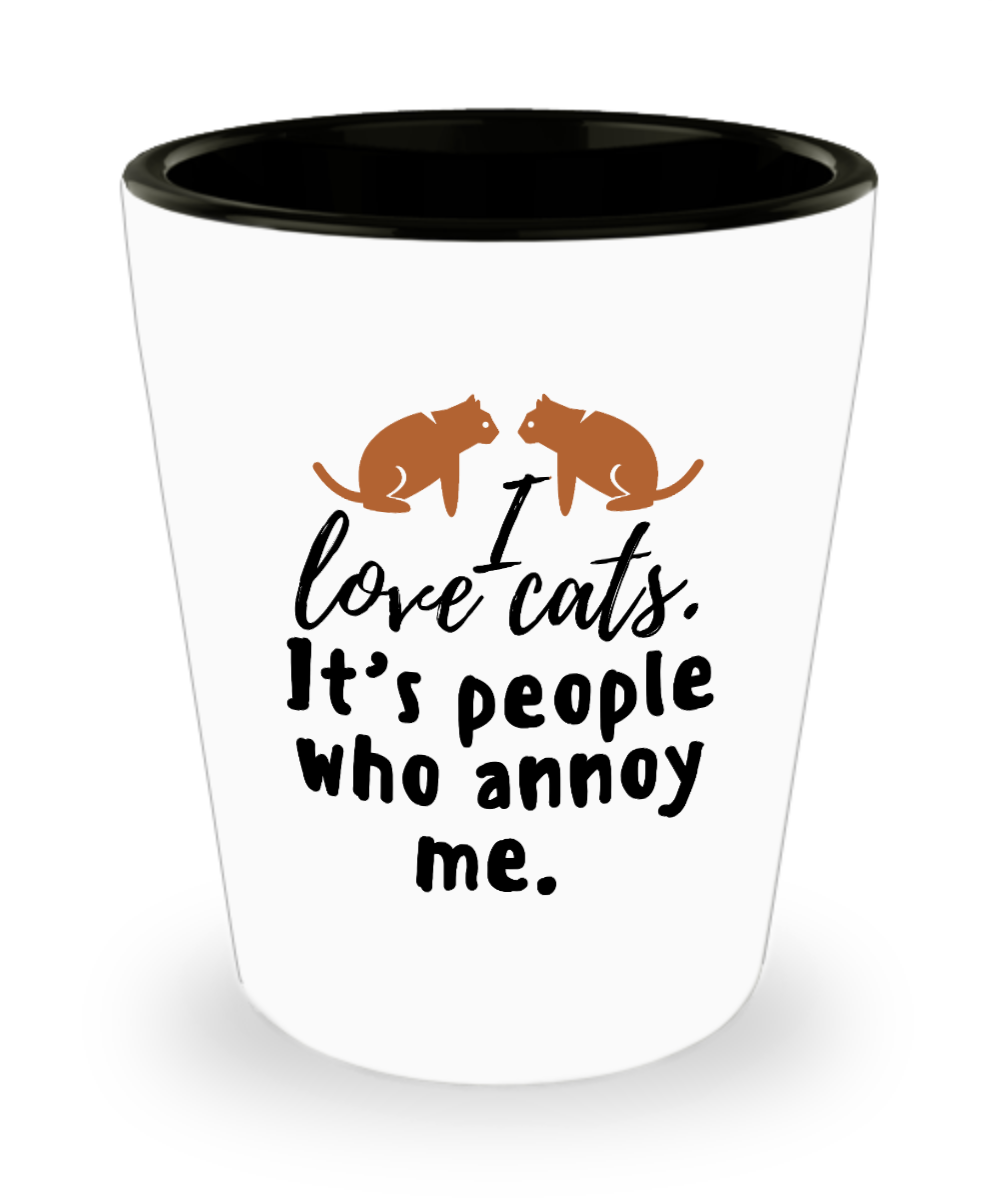 Cat Lovers Gifts I Love Cats Birthday Christmas Gift Idea For Men Women Shot Glass