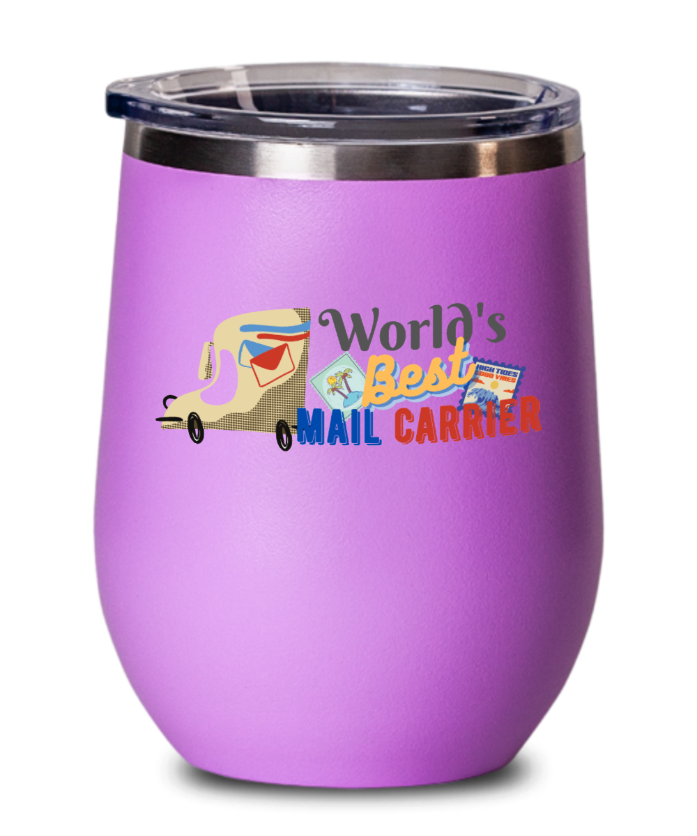 Postal Worker Gifts Worlds Best Mail Carrier Birthday Christmas Gift Idea For Men Women Wine Glass