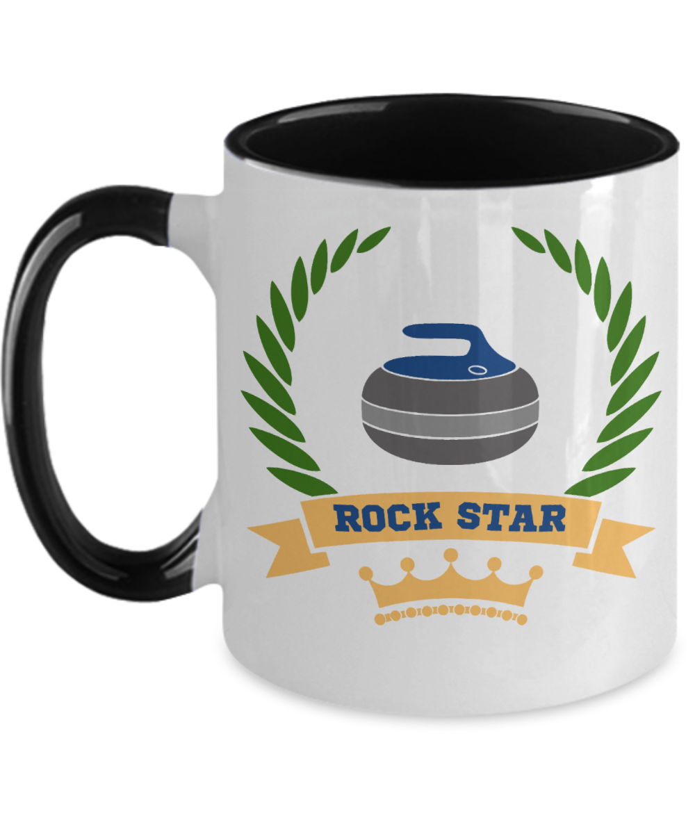 Curling Sport Gifts Rock Star Birthday Christmas Gift Idea Two Tone Coffee Mug 11oz