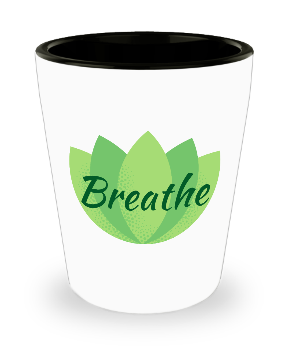 Yoga Gifts Breathe Birthday Christmas Gift Idea For Men Women Shot Glass