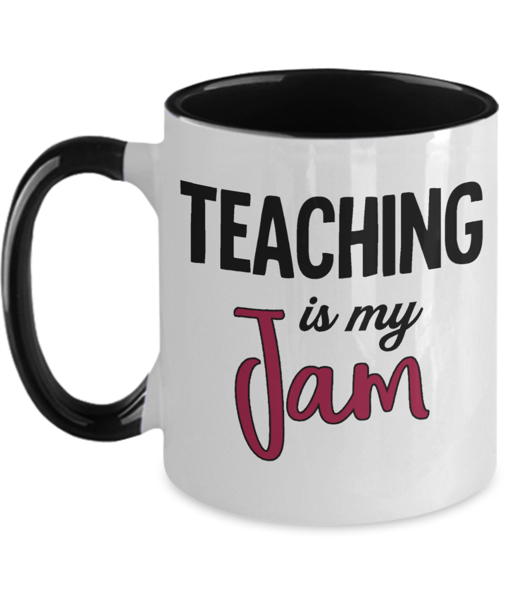 Teacher Gifts Teaching Is My Jam Birthday Christmas Gift Idea Two Tone Coffee Mug 11oz