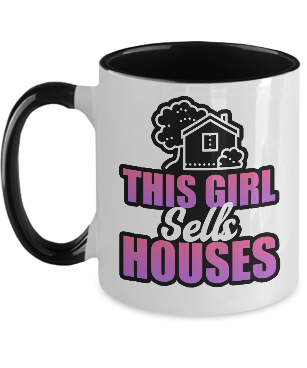 Realtor Gifts This Girl Sells Houses Birthday Christmas Gift Idea Two Tone Coffee Mug 11oz